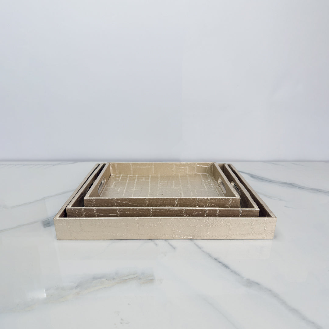 3 Pcs Tray Set ( Beige )