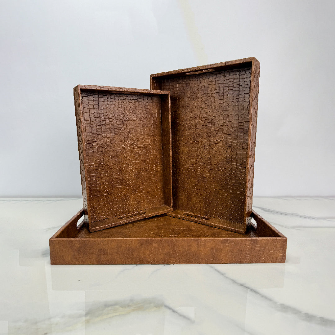 3 Pcs Tray Set ( Brown )