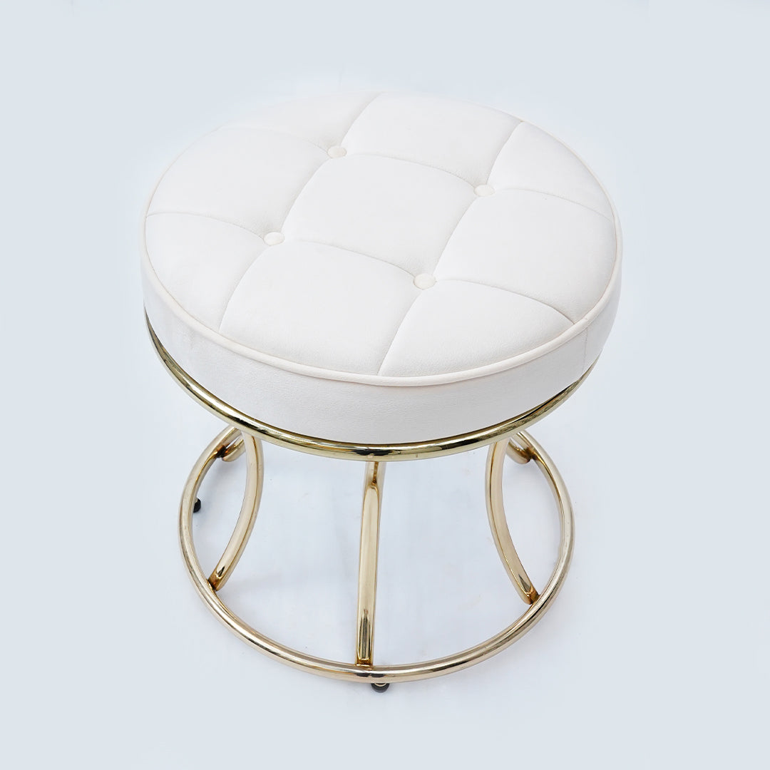 New Round Electroplated Stool (Beige Gold)
