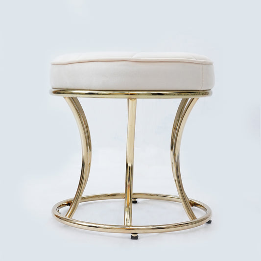 New Round Electroplated Stool (Beige Gold)