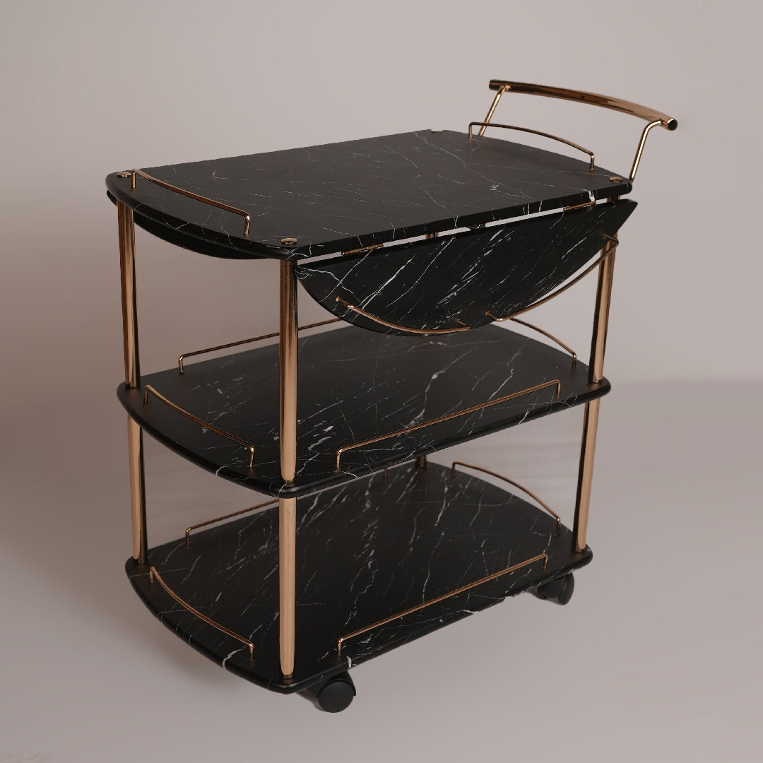 Folding Tea Trolley (Black Whito)