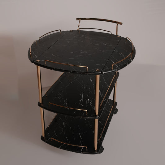 Folding Tea Trolley (Black Whito)