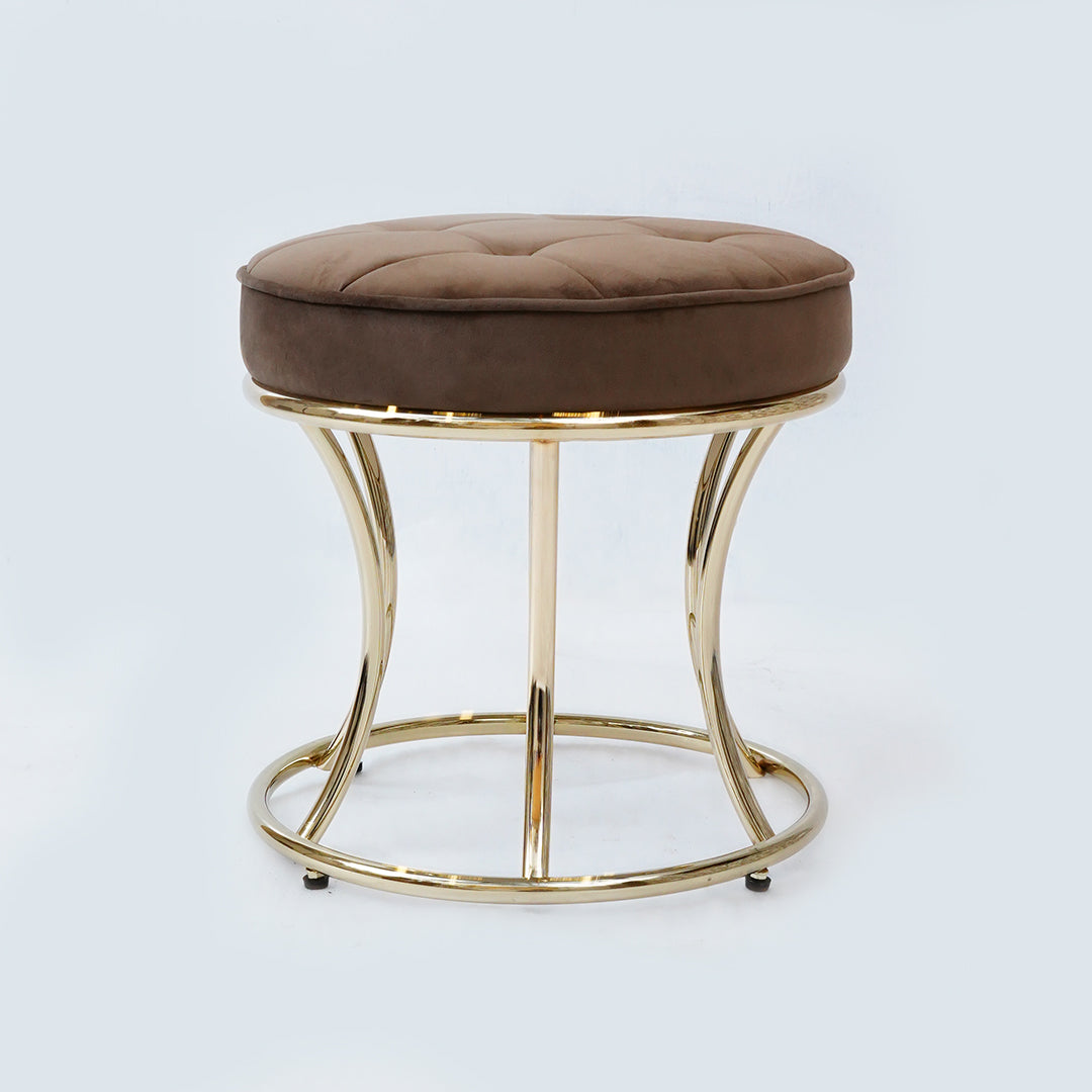 New Round Electroplated Stool (Brown)