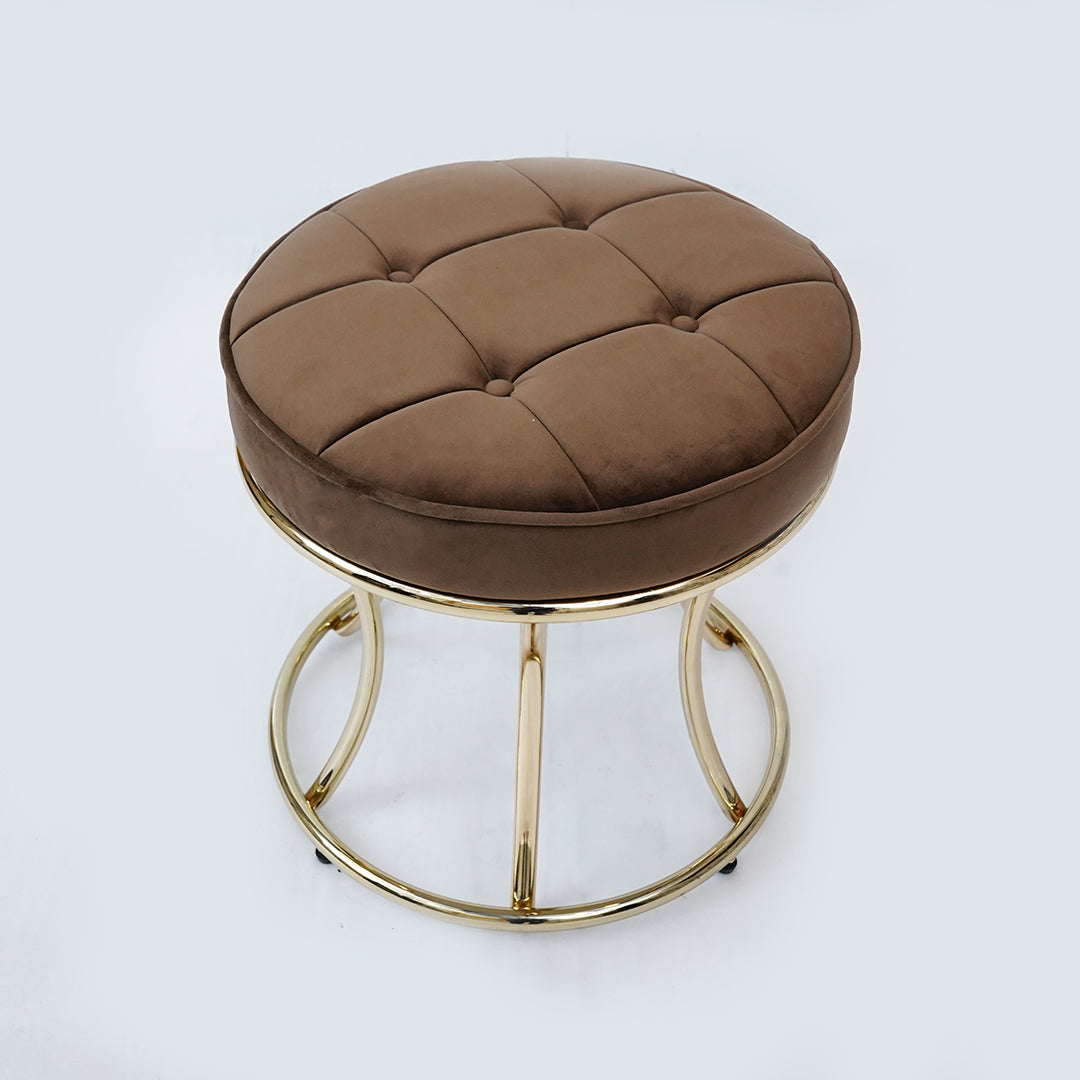 New Round Electroplated Stool (Brown)