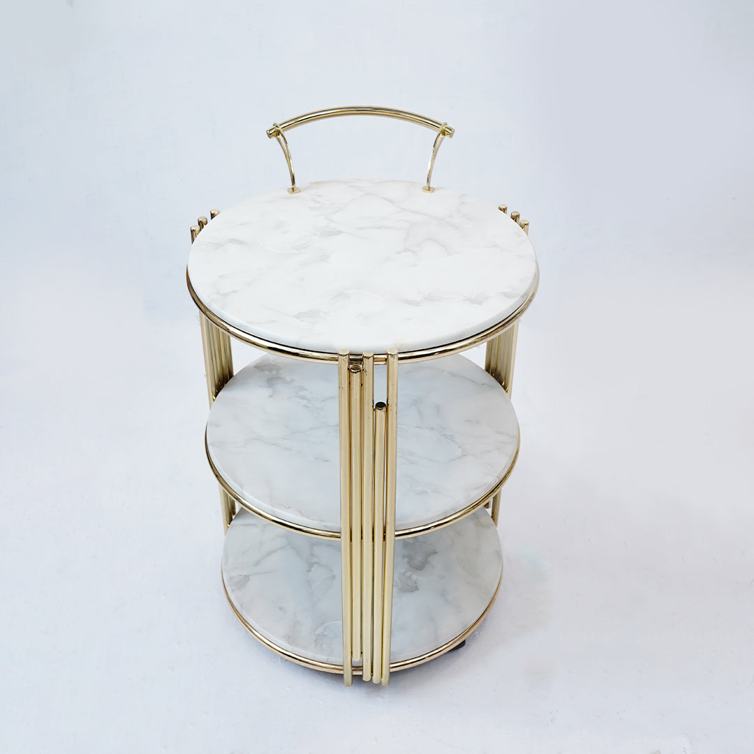 Round Tea Trolley Deluxe (Karara White)