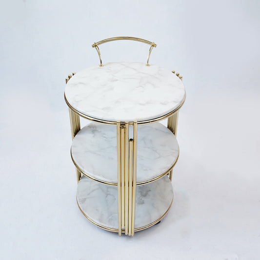 Round Tea Trolley Deluxe (Karara White)