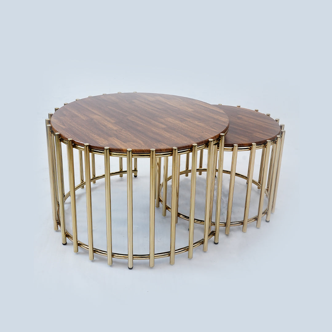 1+1 Full Rod Round Table Set (Dark Brown)