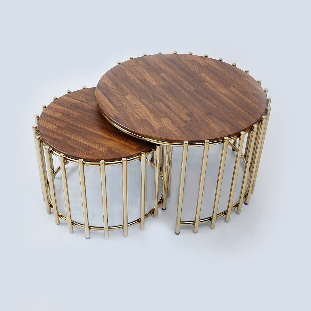 1+1 Full Rod Round Table Set (Dark Brown)