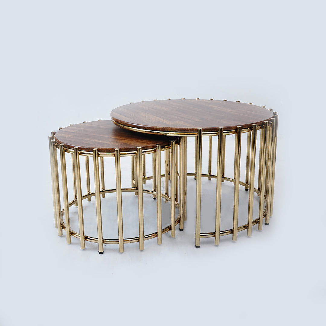 1+1 Full Rod Round Table Set (Dark Brown)