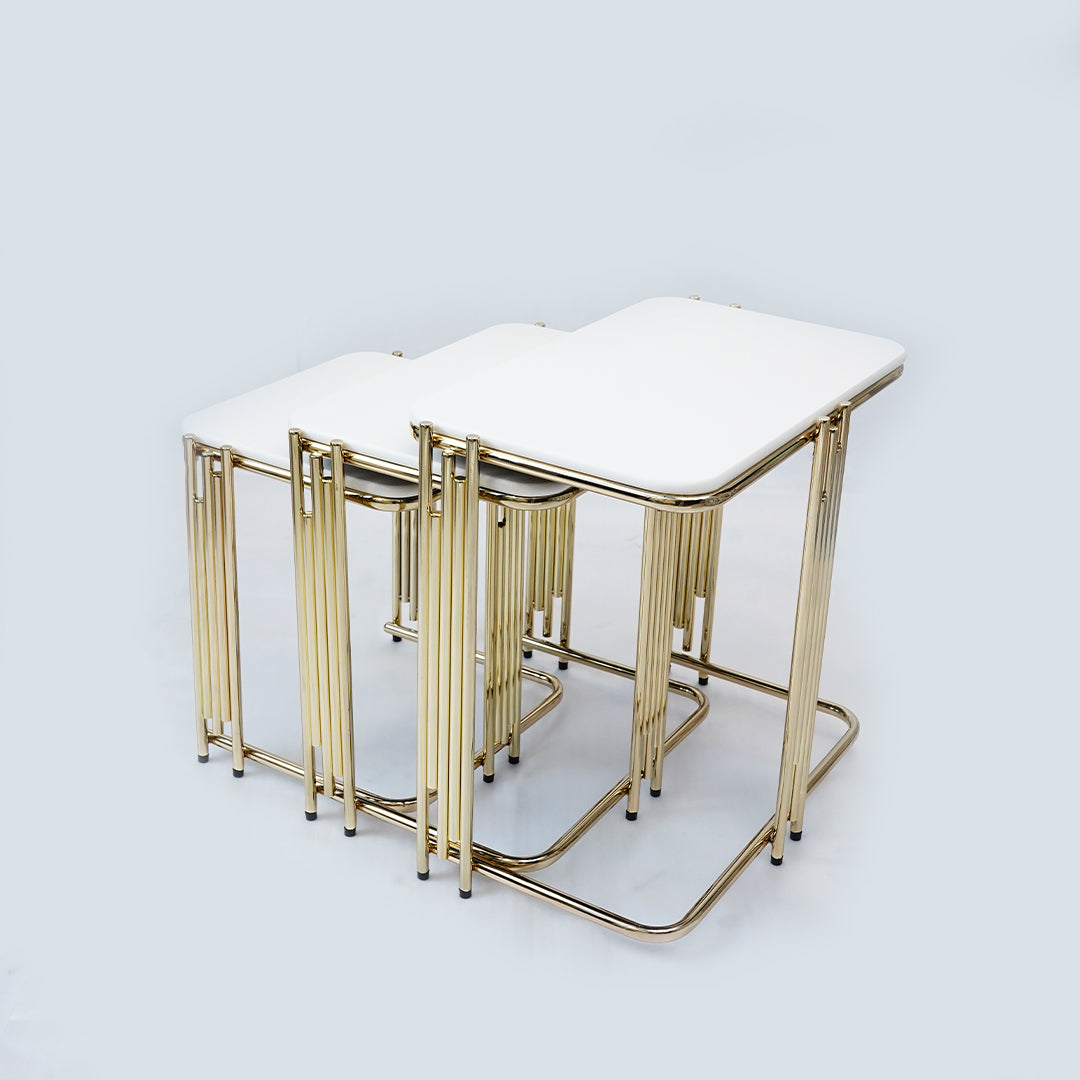 3 Pcs Square Nesting Table (White)