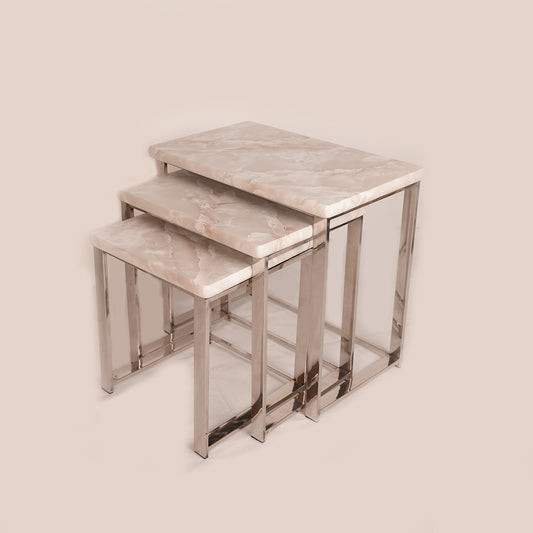 3pc Stainless Steel Nesting Set (White Gold)