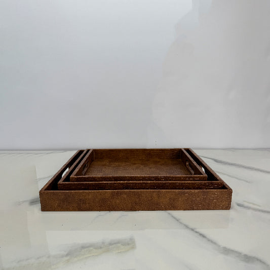 3 Pcs Tray Set ( Brown )