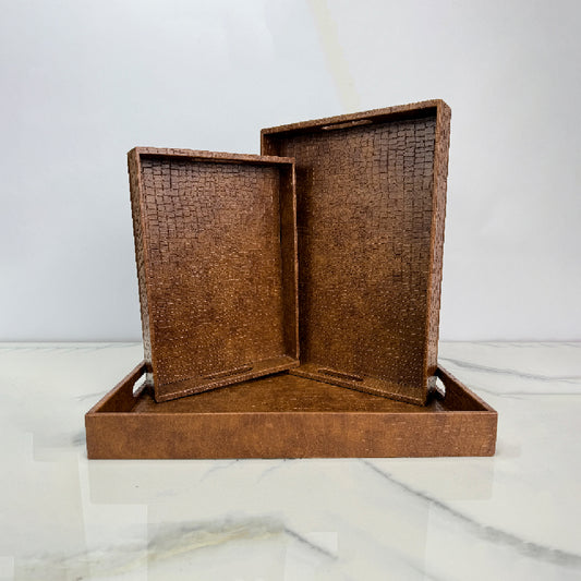 3 Pcs Tray Set ( Brown )