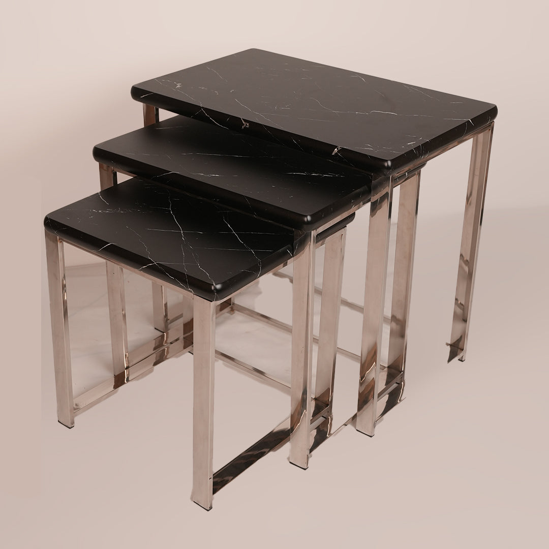 3pc Stainless Steel Nesting Set (Black Whito)