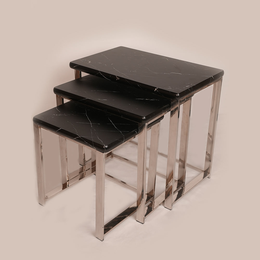 3pc Stainless Steel Nesting Set (Black Whito)