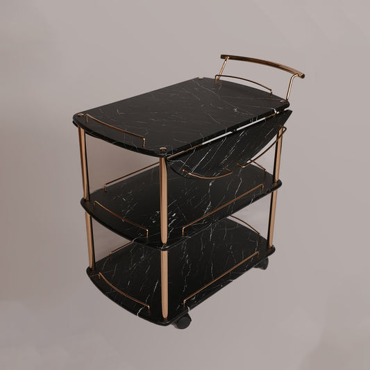 Folding Tea Trolley (Black Whito)