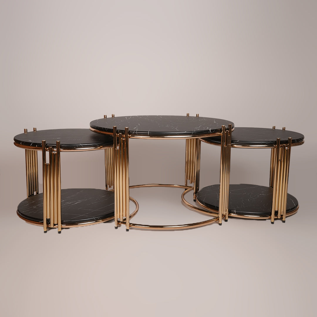 2 in 1 Round Center Table (Black Whito)
