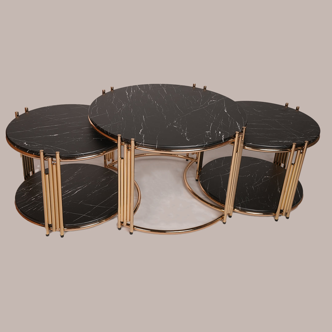 2 in 1 Round Center Table (Black Whito)
