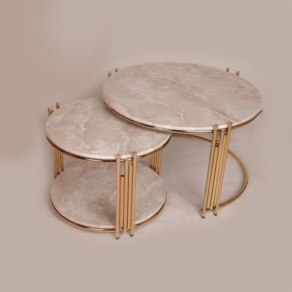1+1 Round Deluxe Center Table (White Gold)