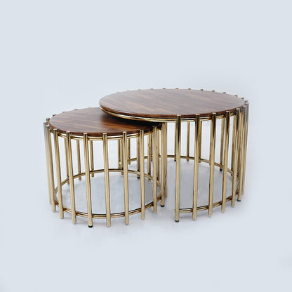 1+1 Full Rod Round Table Set (Dark Brown)