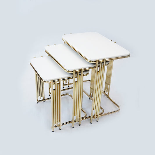 3 Pcs Square Nesting Table (White)