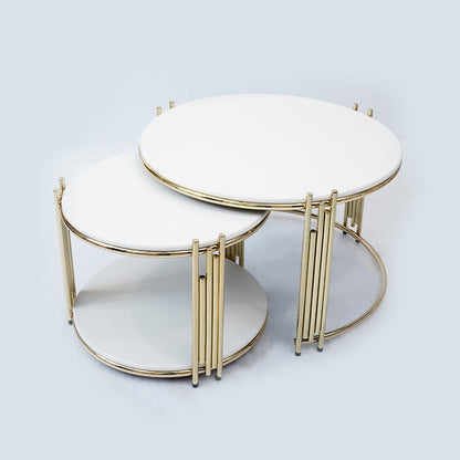 1+1 Round Reg Center Table (White Marble)