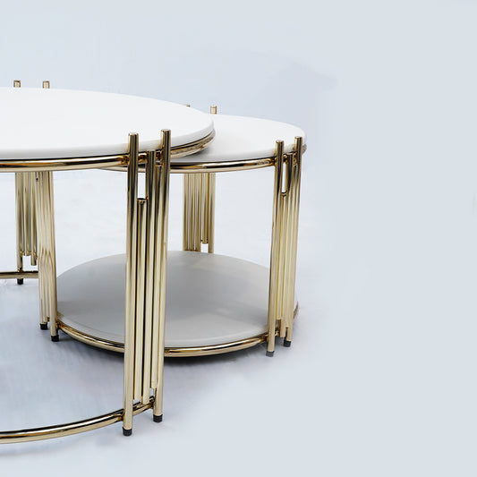 1+1 Round Reg Center Table (White Marble)