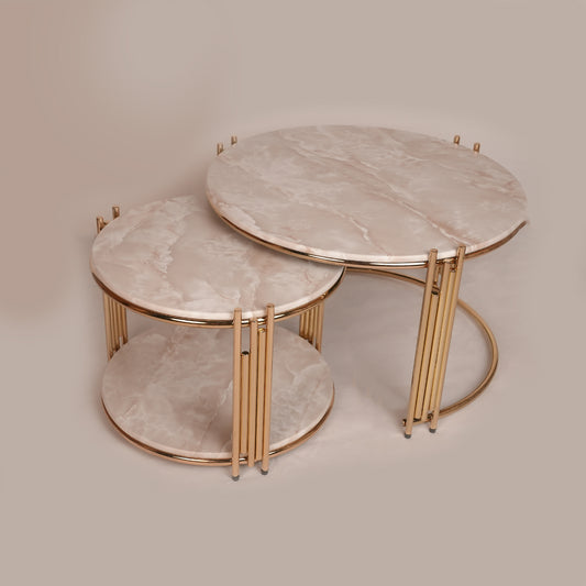 1+1 Round Deluxe Center Table (White Gold)