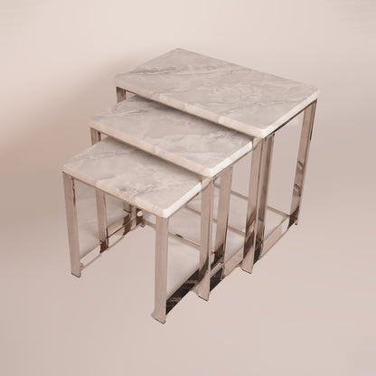 3pc Stainless Steel Nesting Set (White Grey)