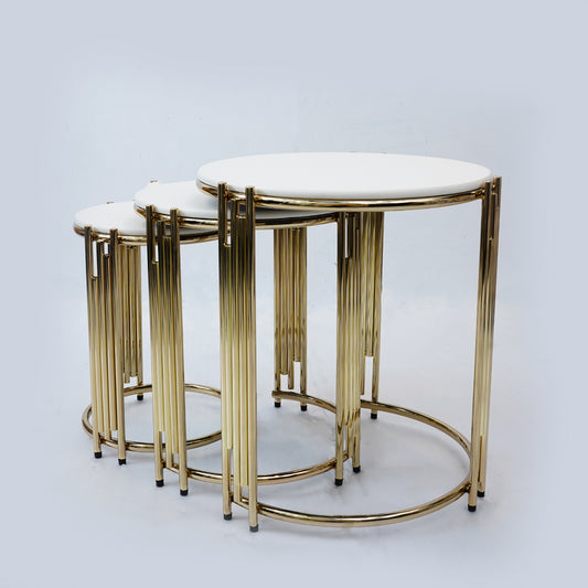 3 Pcs Round  Nesting Set (White)
